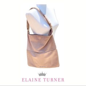 ➰ Elaine Turner • Leather Suede Hobo Shoulder Bag w/ ET Dust Bag